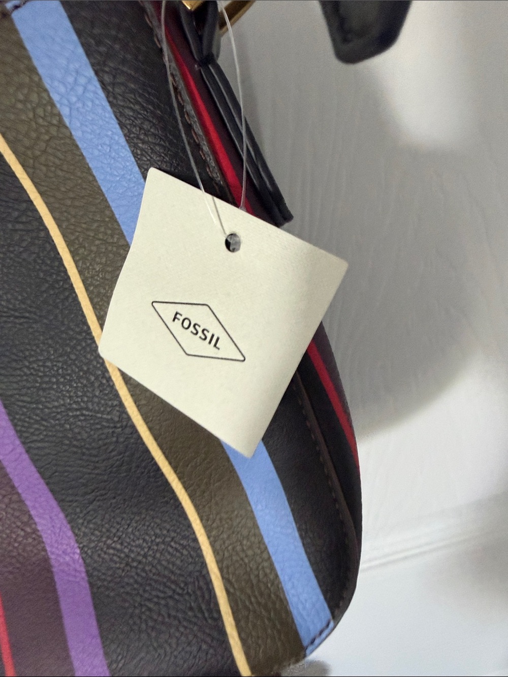 Fossil Black Crossbody Bag with Multicolor Vertical Stripes - Picture 3 of 6